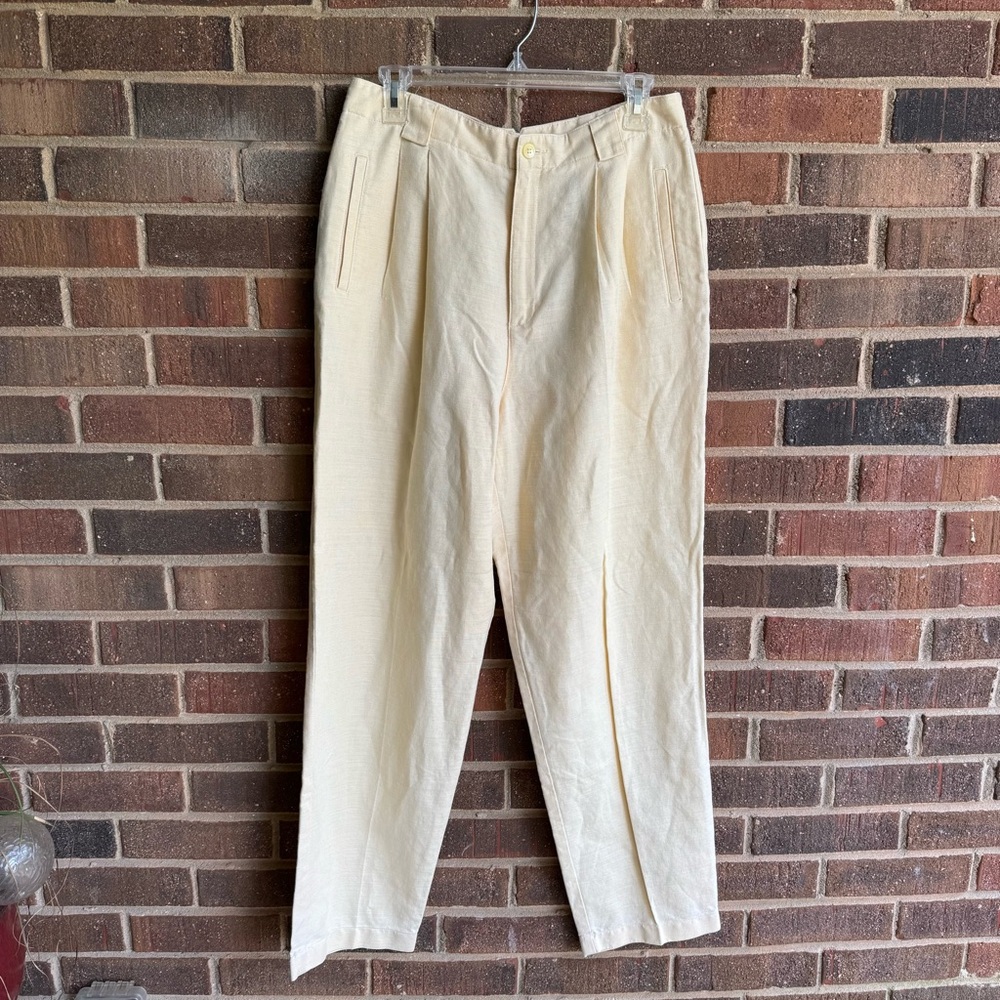 Vintage 90s butter yellow linen blend slacks